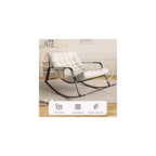 Upholstered Rocking Chair, Double Adult Rocker Chair, Balcony Leisure Lounge Chair, Sofa Chair with Backrest and Side Pocket, Modern Relax Arm Chair, Available in All Seasons (Color : Off