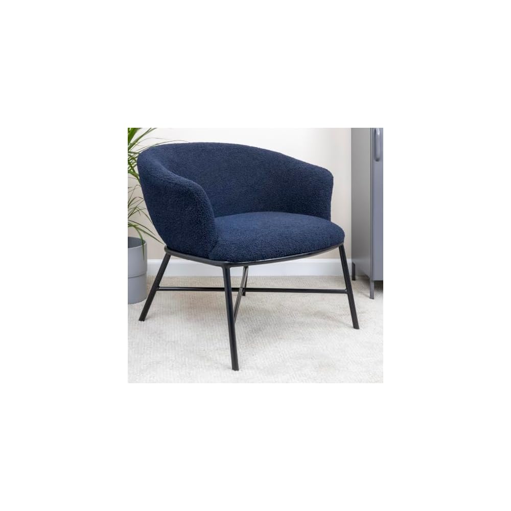 Creative Co-Op Bowery Boucle Upholstered Accent Arm Chair, Dark Blue