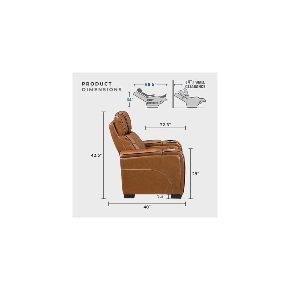 Lexicon Leather Match Power Reclining Loveseat, Heat, Massage, LED, Brown