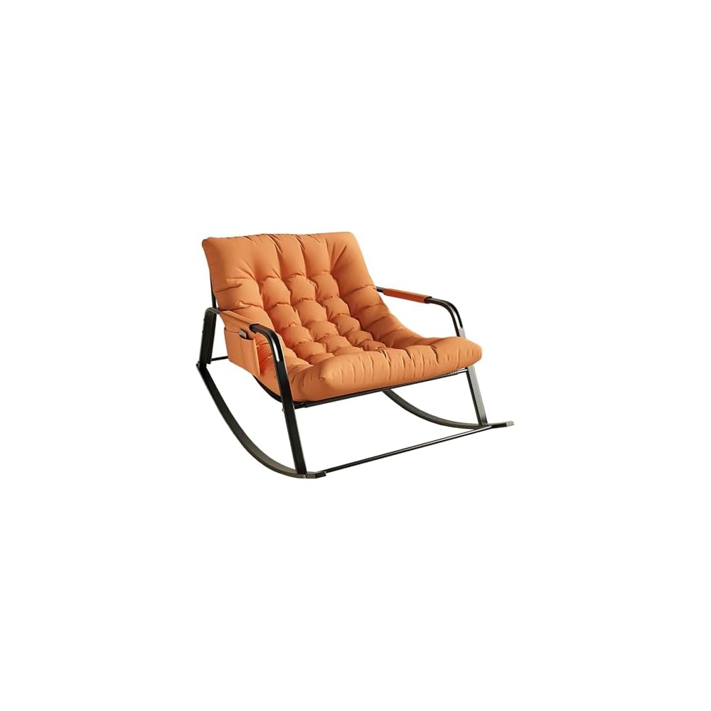 Upholstered Rocking Chair, Double Adult Rocker Chair, Balcony Leisure Lounge Chair, Sofa Chair with Backrest and Side Pocket, Modern Relax Arm Chair, Available in All Seasons (Color : Off