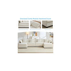 Mjkone 148” U Shape Sectional Couch with Movable Ottoman，Beige