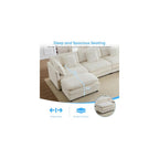 Mjkone 148” U Shape Sectional Couch with Movable Ottoman，Beige