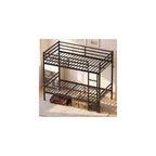 Full Over Full Bunk Bed with Floor-Standing Ladder,Black