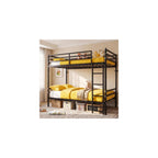 Full Over Full Bunk Bed with Floor-Standing Ladder,Black