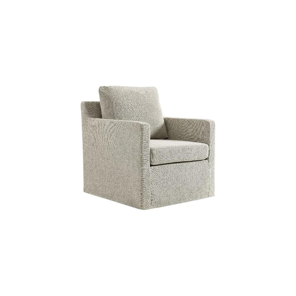 Modway Serene Swivel Accent Armchair in Mocha - Modern Fabric Upholstered Chair - Slipcovered Armchair - Swivel Chair for Living Room or Bedroom