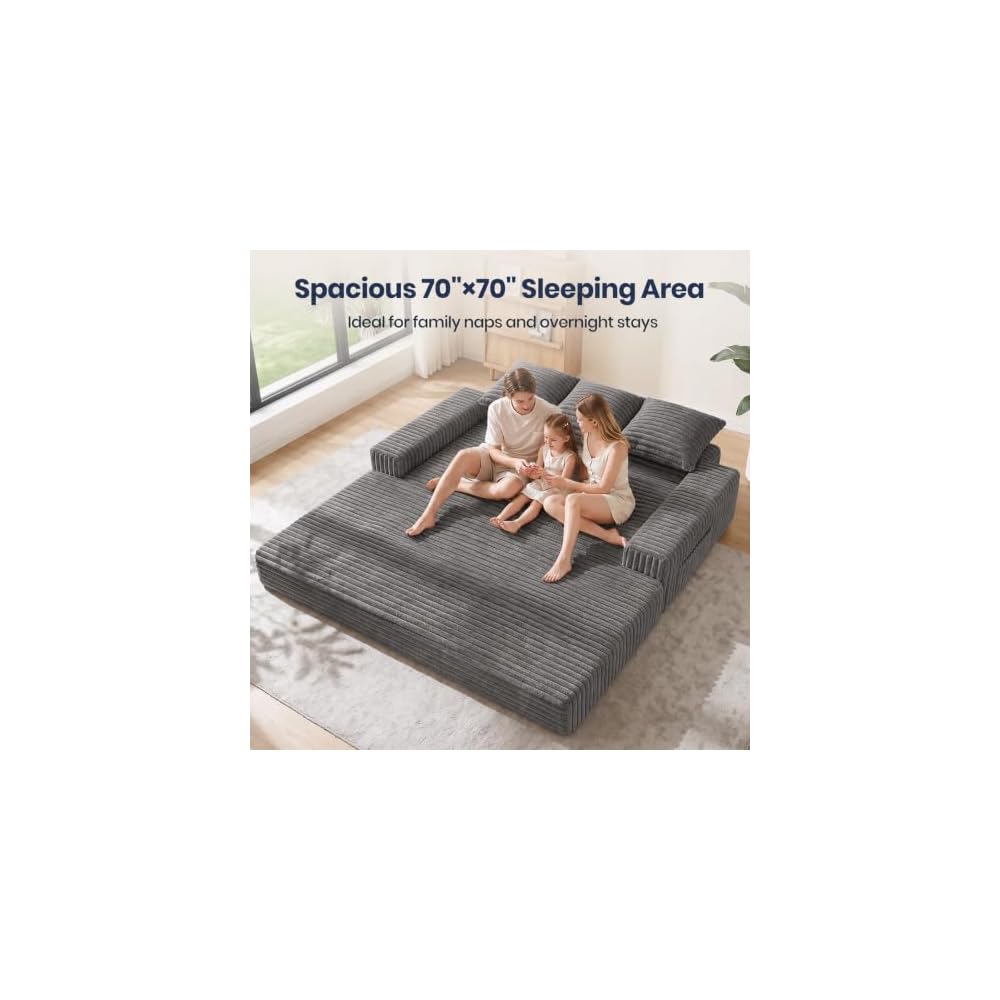 2-in-1 Convertible Sofa Bed, 70" Boneless Couch