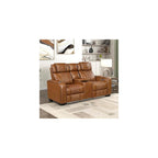 Lexicon Leather Match Power Reclining Loveseat, Heat, Massage, LED, Brown