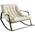 Upholstered Rocking Chair, Double Adult Rocker Chair, Balcony Leisure Lounge Chair, Sofa Chair with Backrest and Side Pocket, Modern Relax Arm Chair, Available in All Seasons (Color : Off