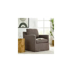 Modway Serene Swivel Accent Armchair in Mocha - Modern Fabric Upholstered Chair - Slipcovered Armchair - Swivel Chair for Living Room or Bedroom