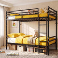 Full Over Full Bunk Bed with Floor-Standing Ladder,Black
